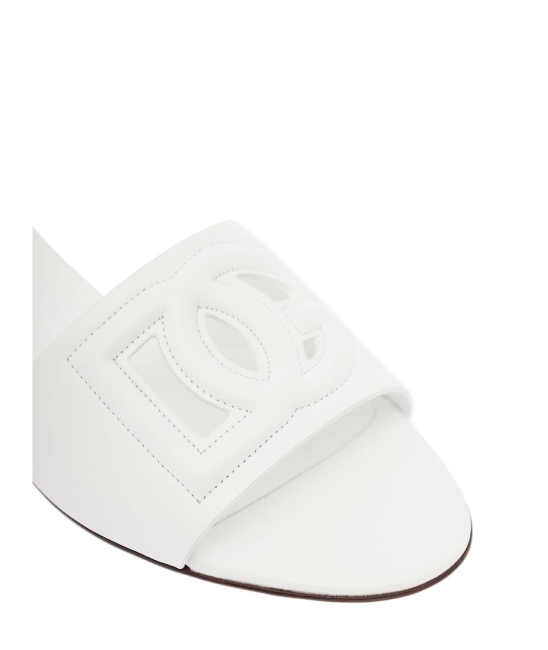 DOLCE&GABBANA Белые кожаные сандалии, фото 8