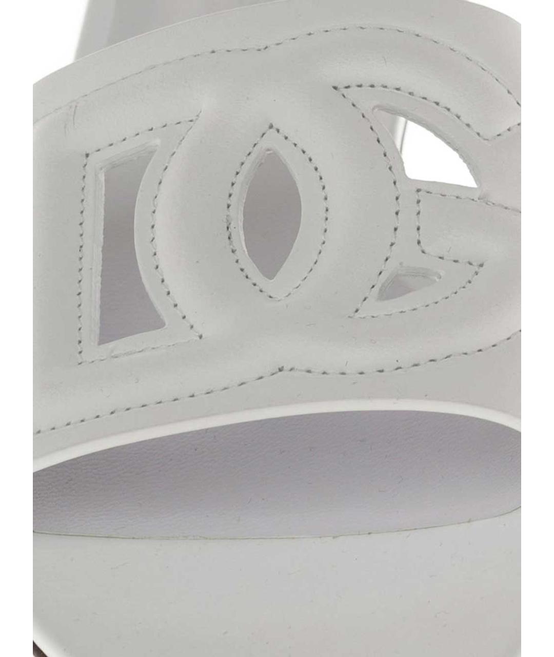 DOLCE&GABBANA Белые кожаные сандалии, фото 4
