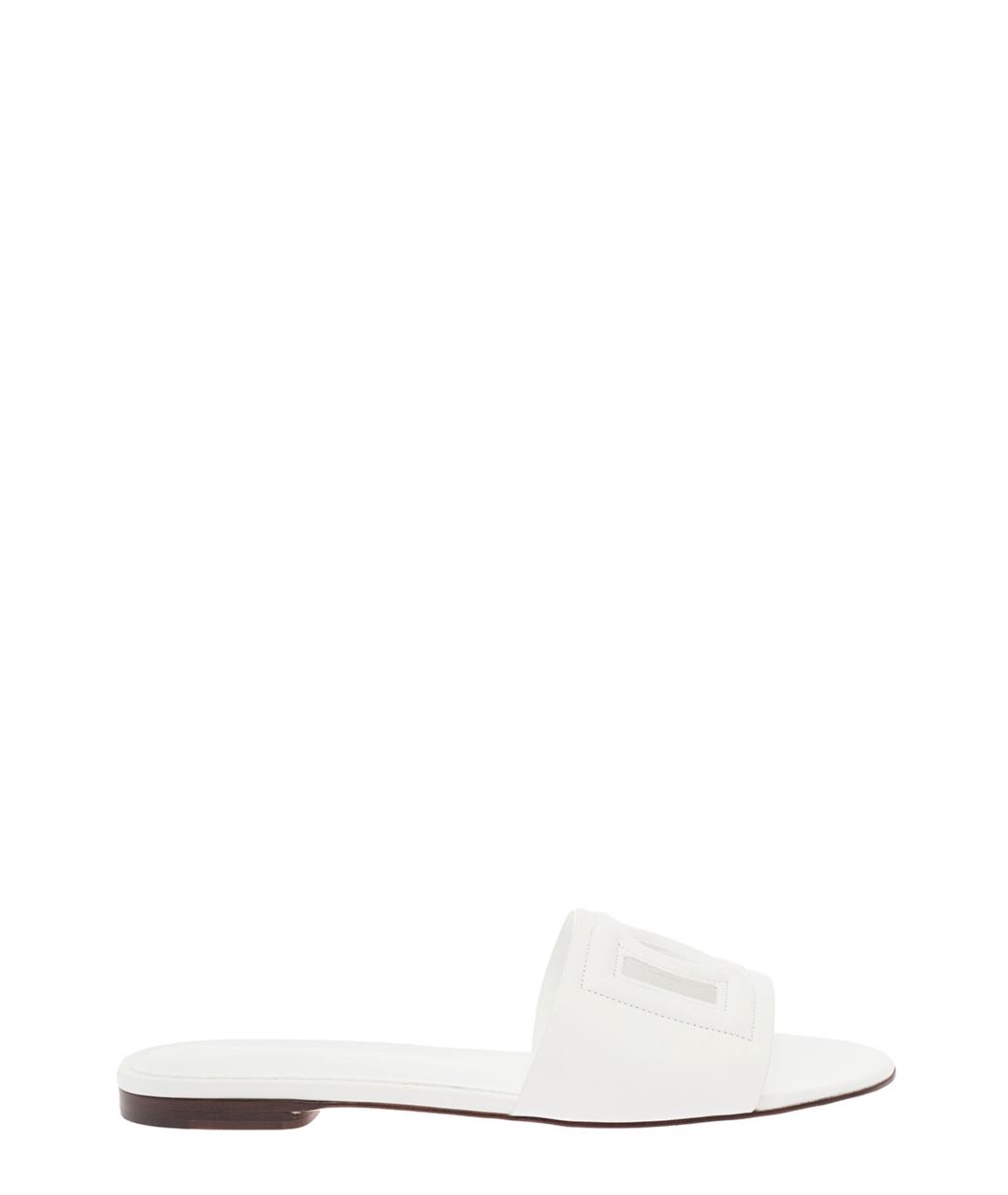 DOLCE&GABBANA Белые кожаные сандалии, фото 5