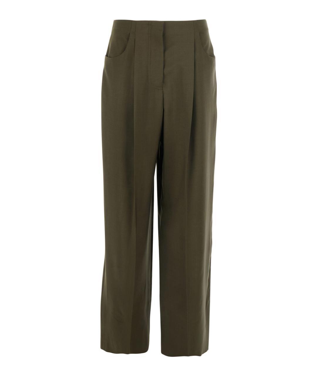 FENDI Зеленые шерстяные прямые брюки, фото 1