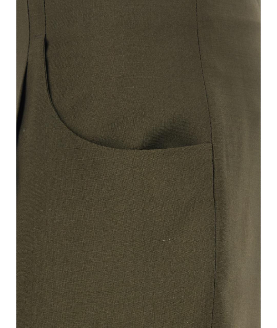 FENDI Зеленые шерстяные прямые брюки, фото 3