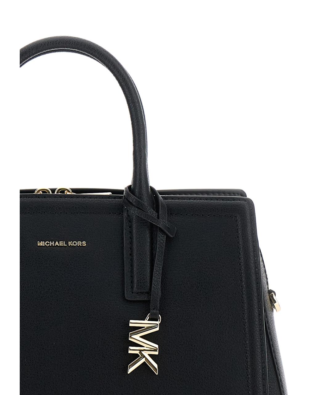 MICHAEL MICHAEL KORS Черная кожаная сумка с короткими ручками, фото 2