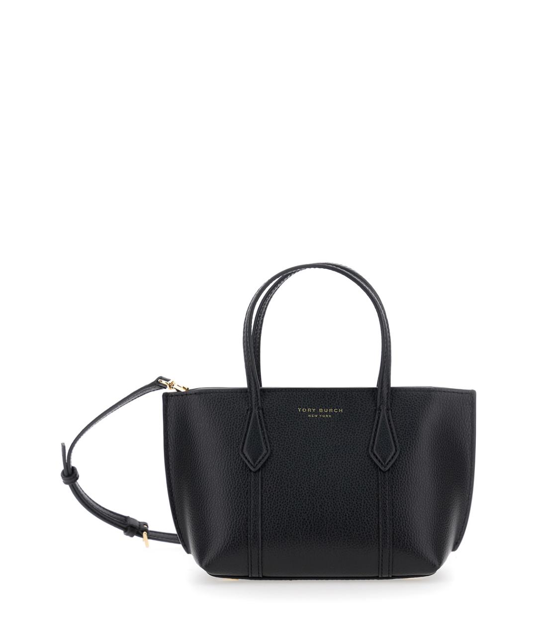 TORY BURCH Черная кожаная сумка с короткими ручками, фото 1