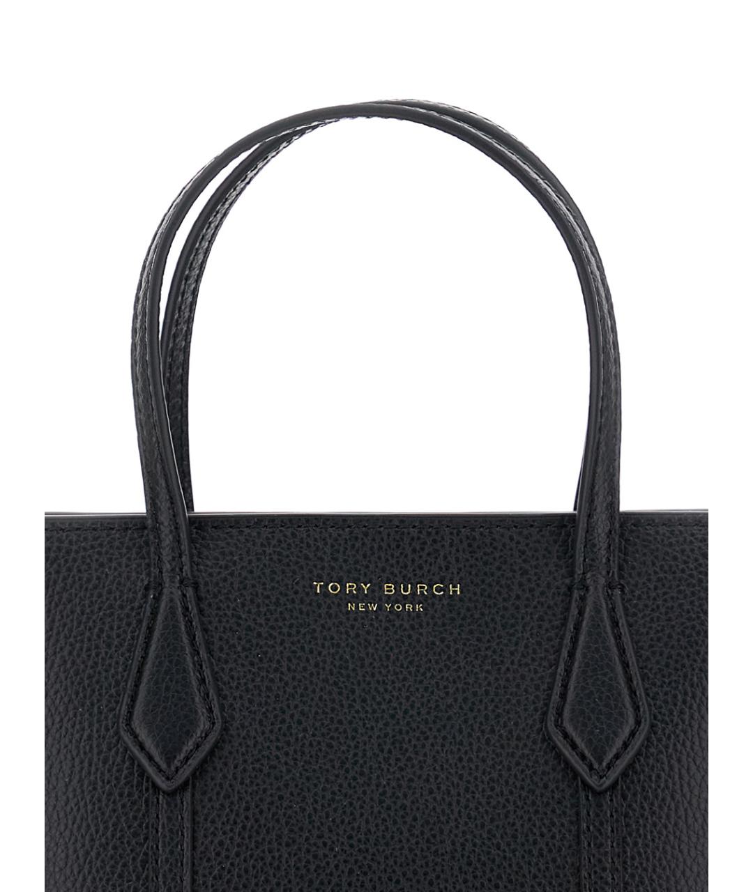 TORY BURCH Черная кожаная сумка с короткими ручками, фото 3