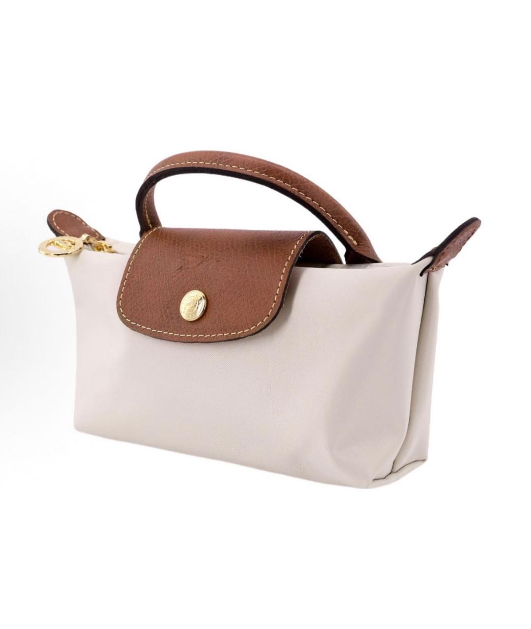 LONGCHAMP Бежевая тканевая сумка с короткими ручками, фото 3