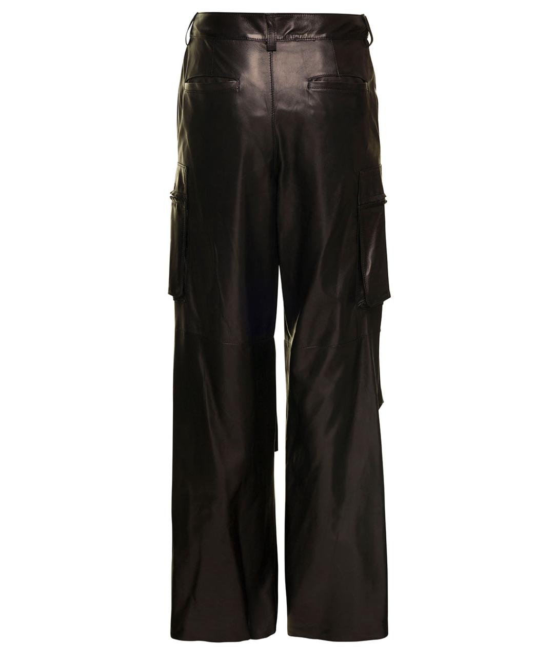 SALVATORE SANTORO Черные кожаные прямые брюки, фото 2