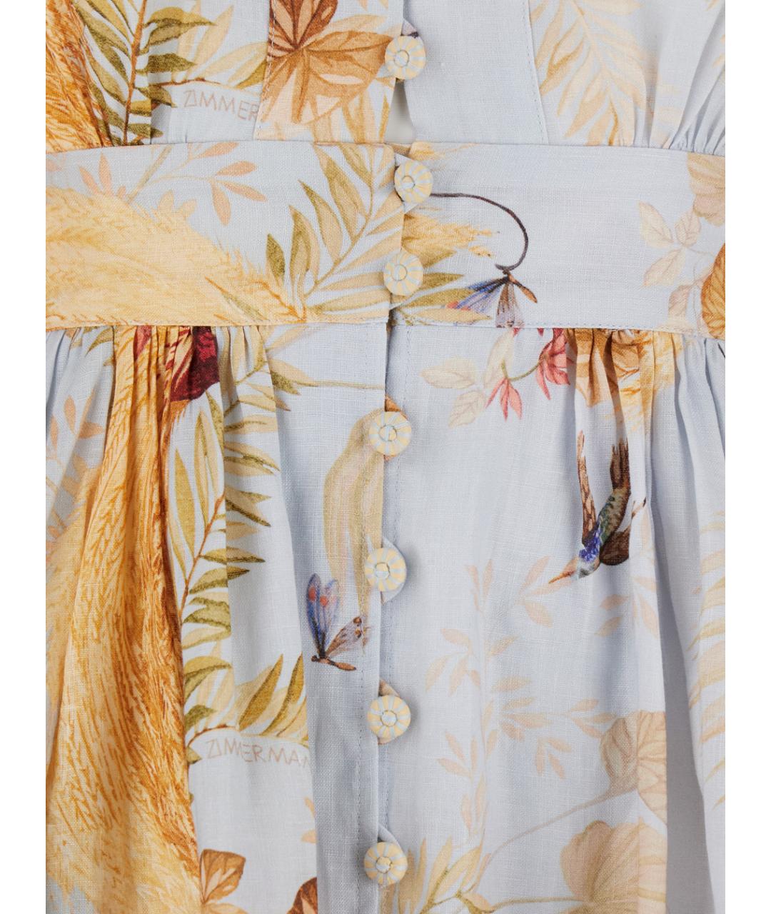 ZIMMERMANN Мульти льняное повседневное платье, фото 3