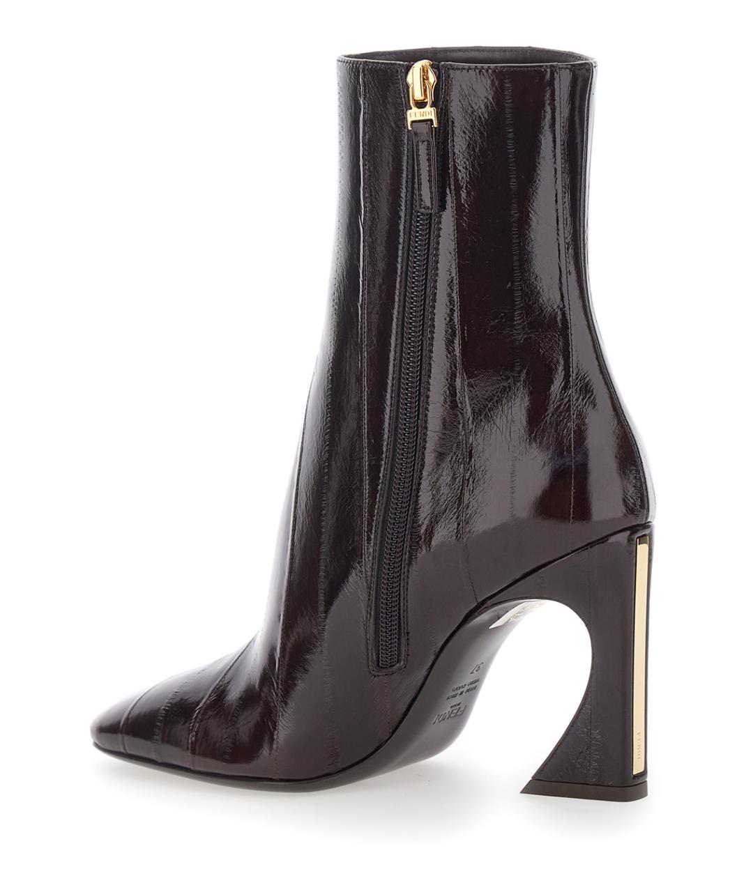 FENDI Коричневые кожаные ботильоны, фото 3