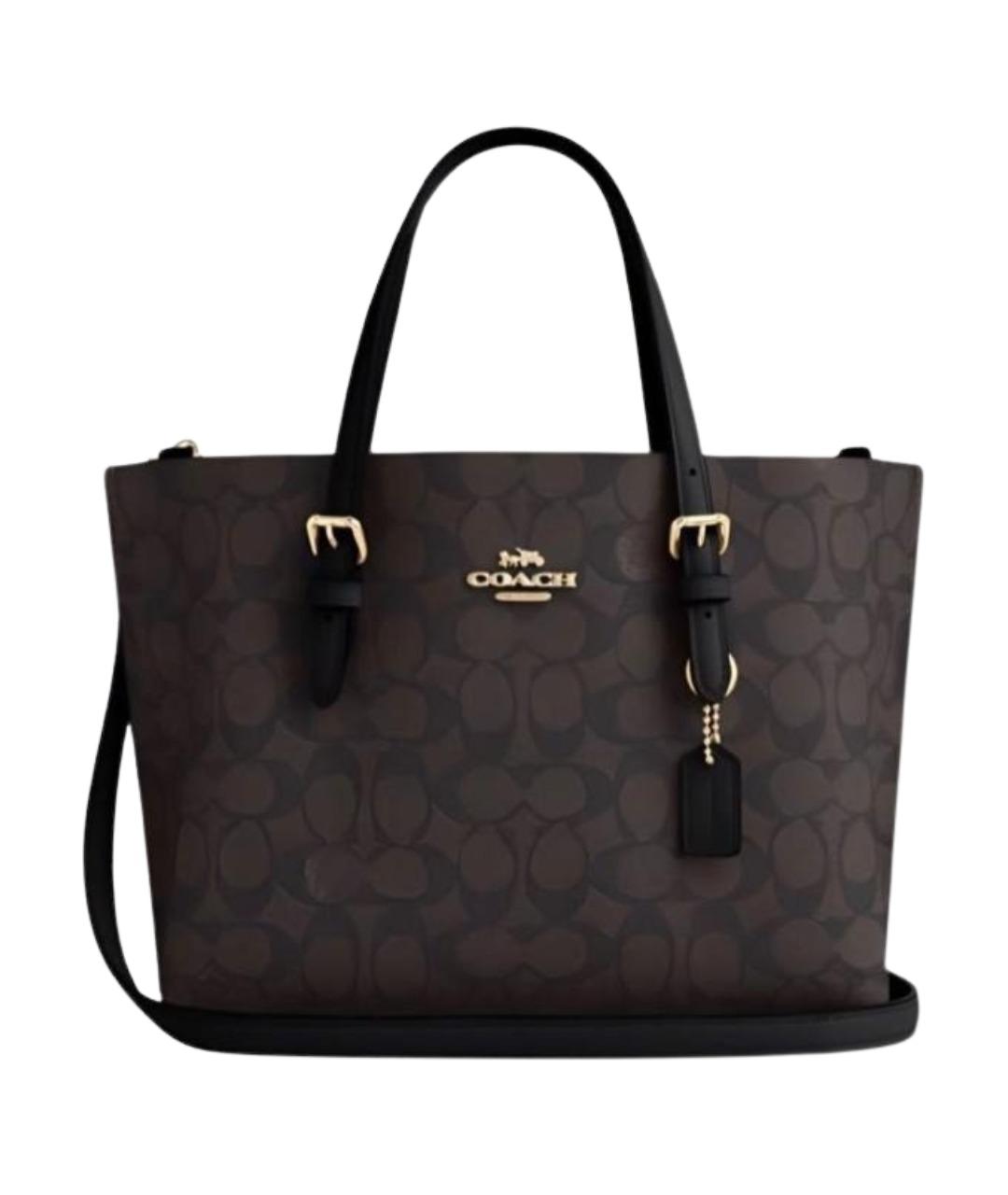 COACH Коричневая кожаная сумка с короткими ручками, фото 1