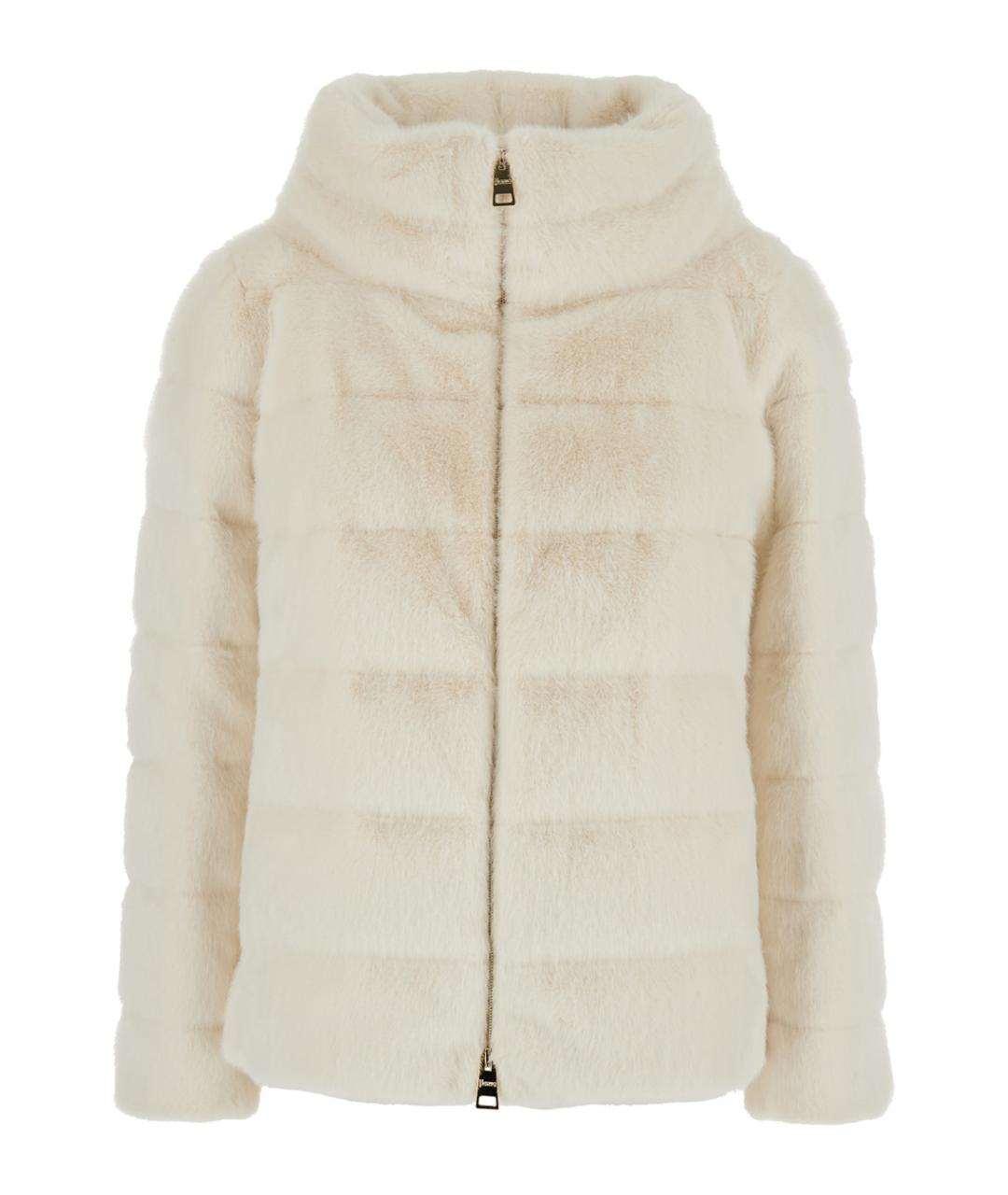HERNO Белый меховой пуховик, фото 1