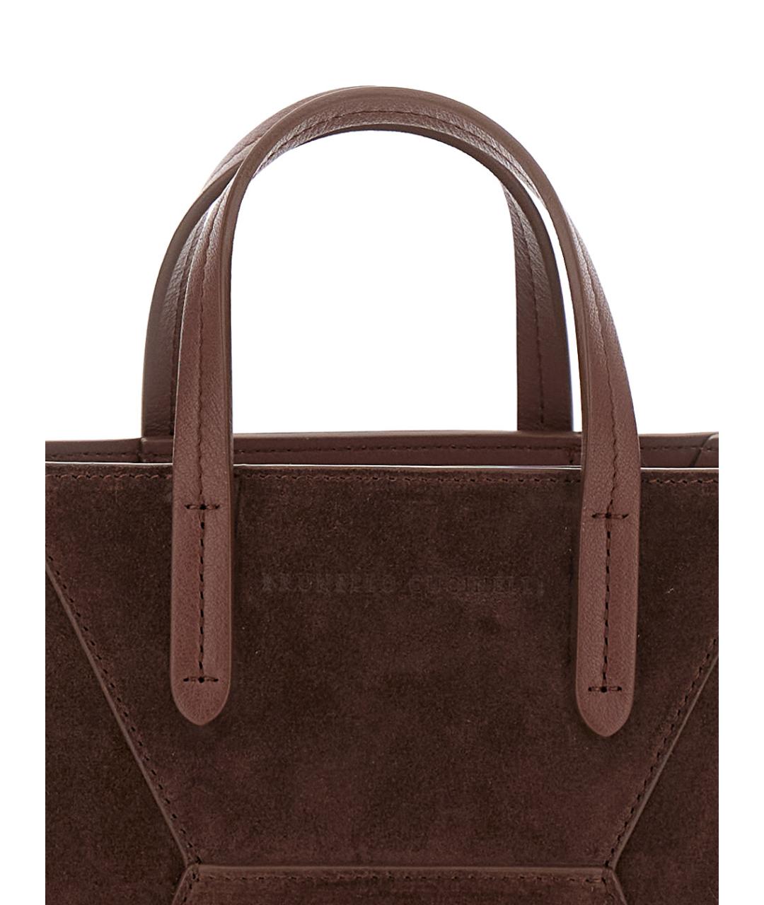 BRUNELLO CUCINELLI Коричневая замшевая сумка через плечо, фото 3