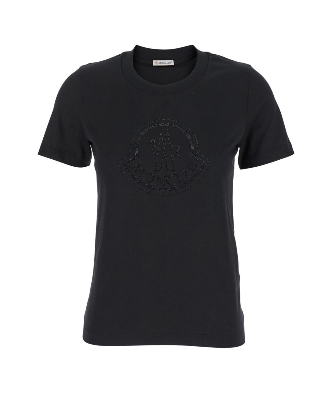 MONCLER Черная хлопковая футболка, фото 1