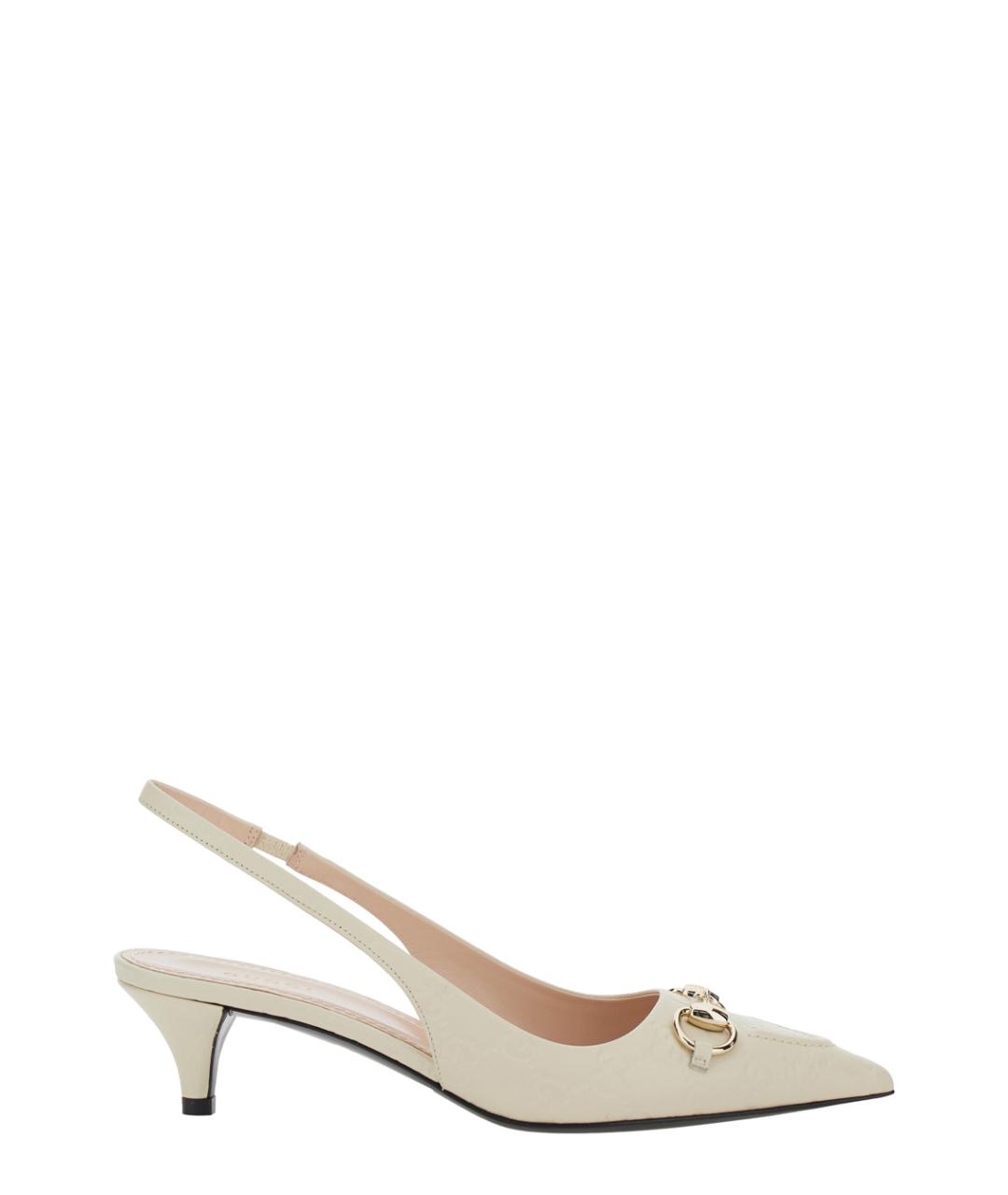 GUCCI Белые кожаные туфли, фото 1