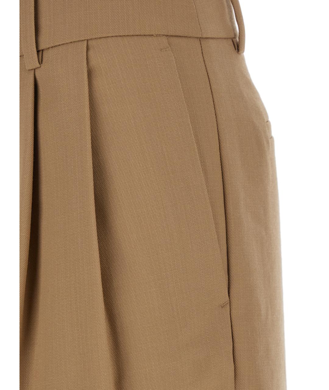 MICHAEL MICHAEL KORS Бежевые шерстяные прямые брюки, фото 3