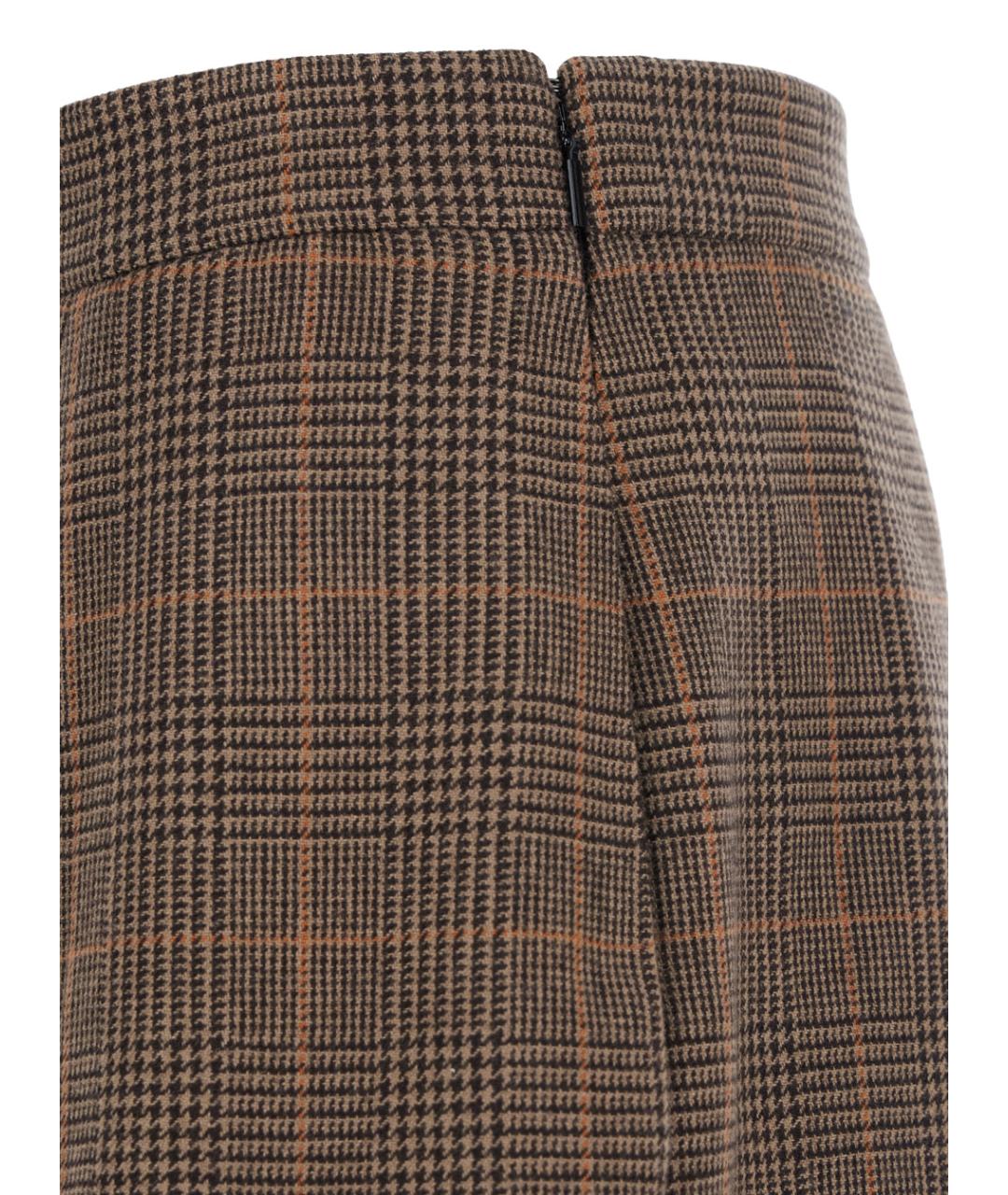 SAINT LAURENT Коричневая шерстяная юбка миди, фото 3