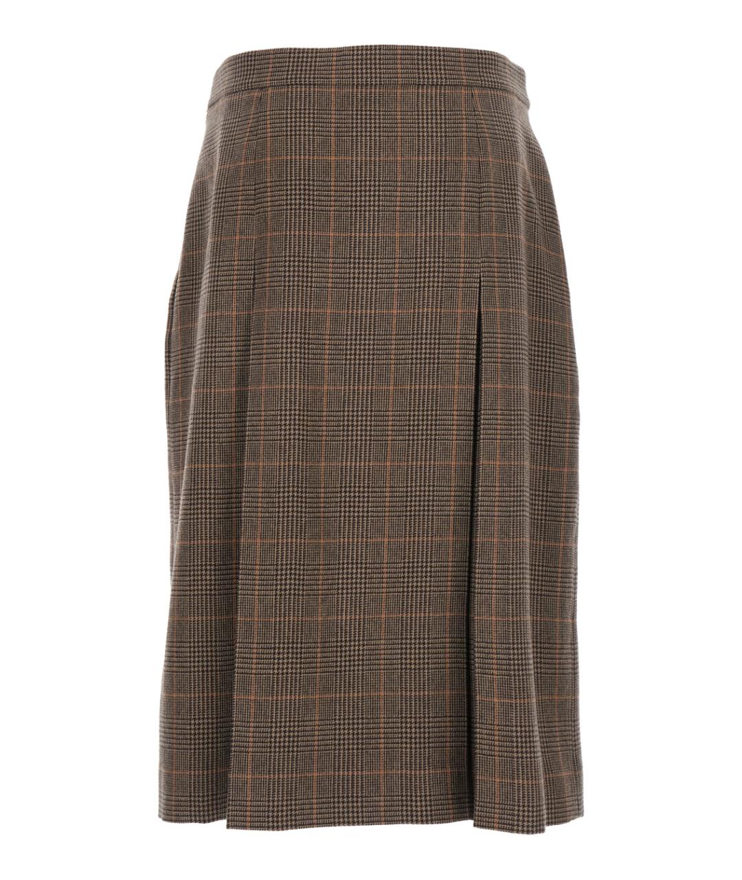 SAINT LAURENT Коричневая шерстяная юбка миди, фото 2