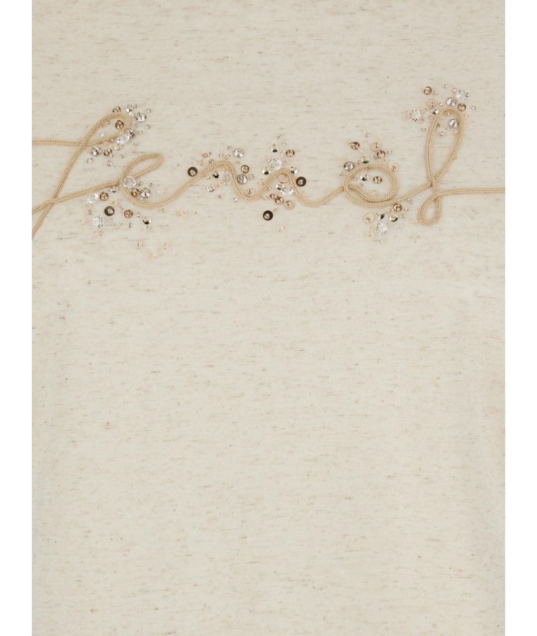 FENDI Бежевая хлопковая футболка, фото 3