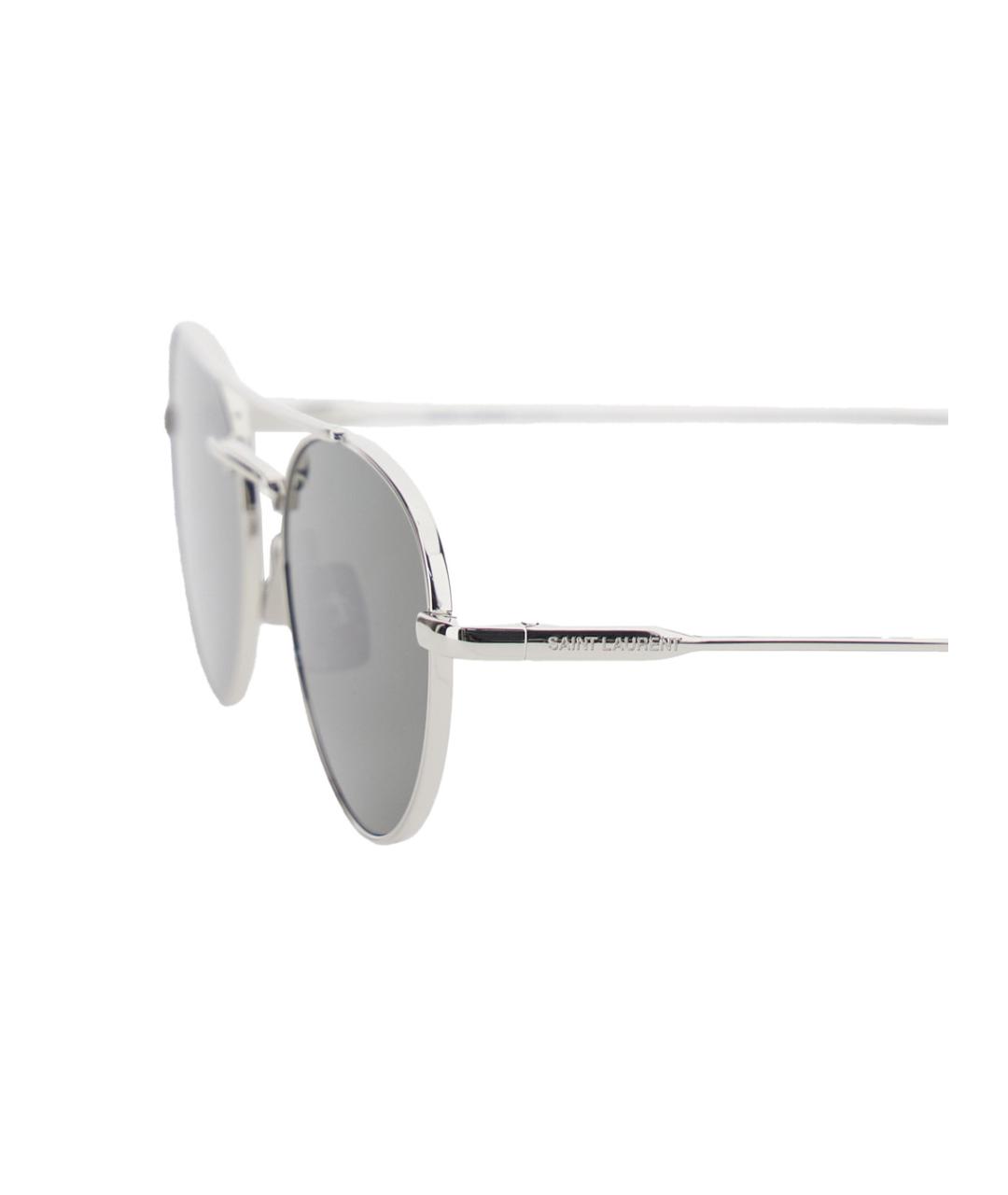 SAINT LAURENT Серебряные металлические солнцезащитные очки, фото 3