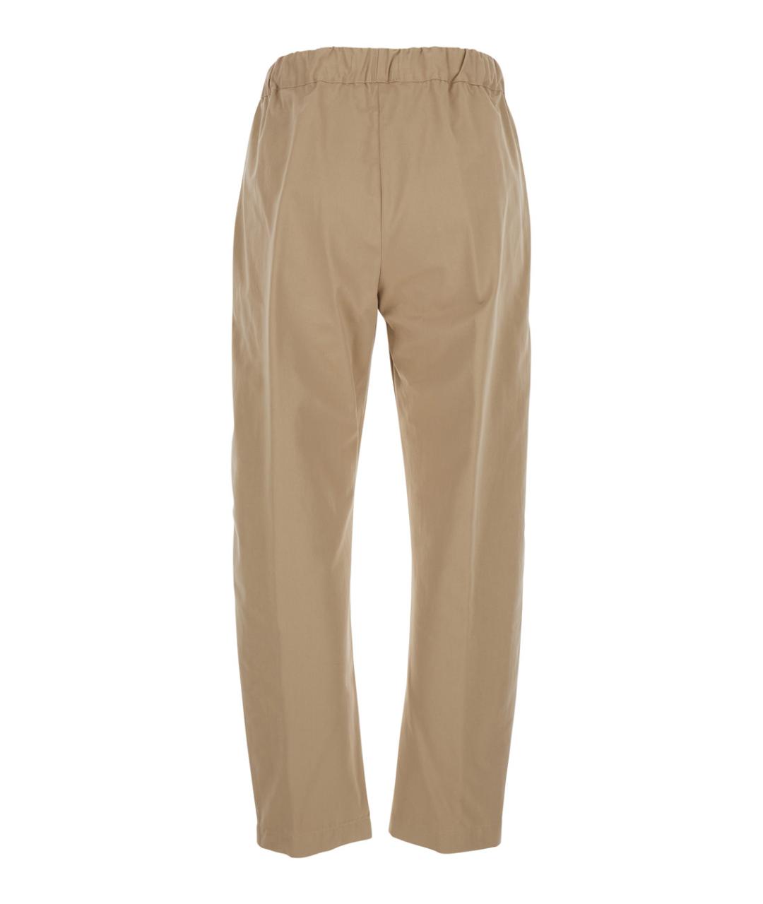 SEMICOUTURE Бежевые хлопковые прямые брюки, фото 2
