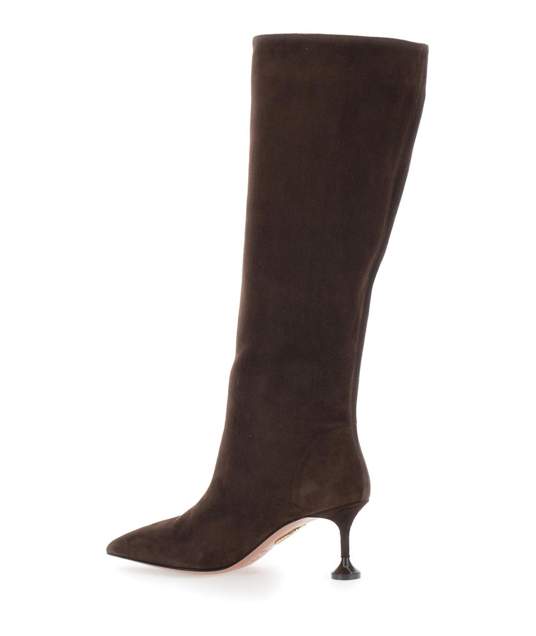 AQUAZZURA Коричневые замшевые сапоги, фото 3