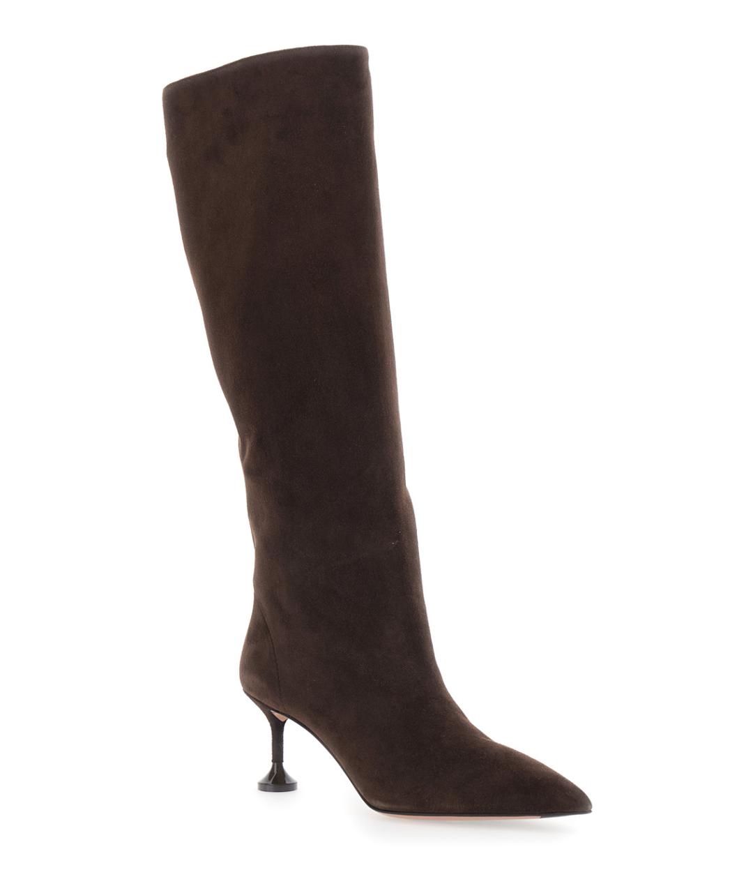 AQUAZZURA Коричневые замшевые сапоги, фото 2