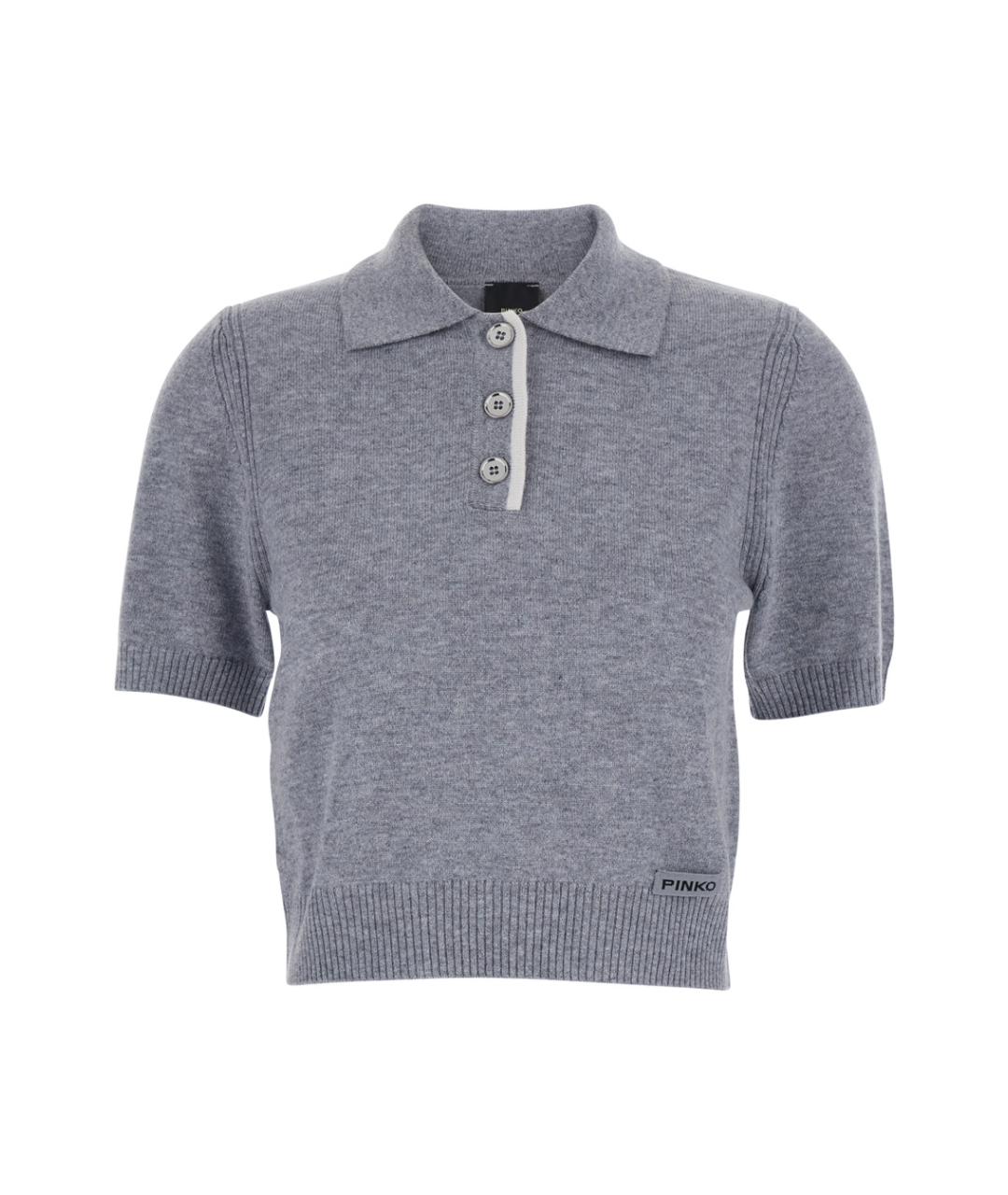 PINKO Серая шерстяная футболка, фото 1