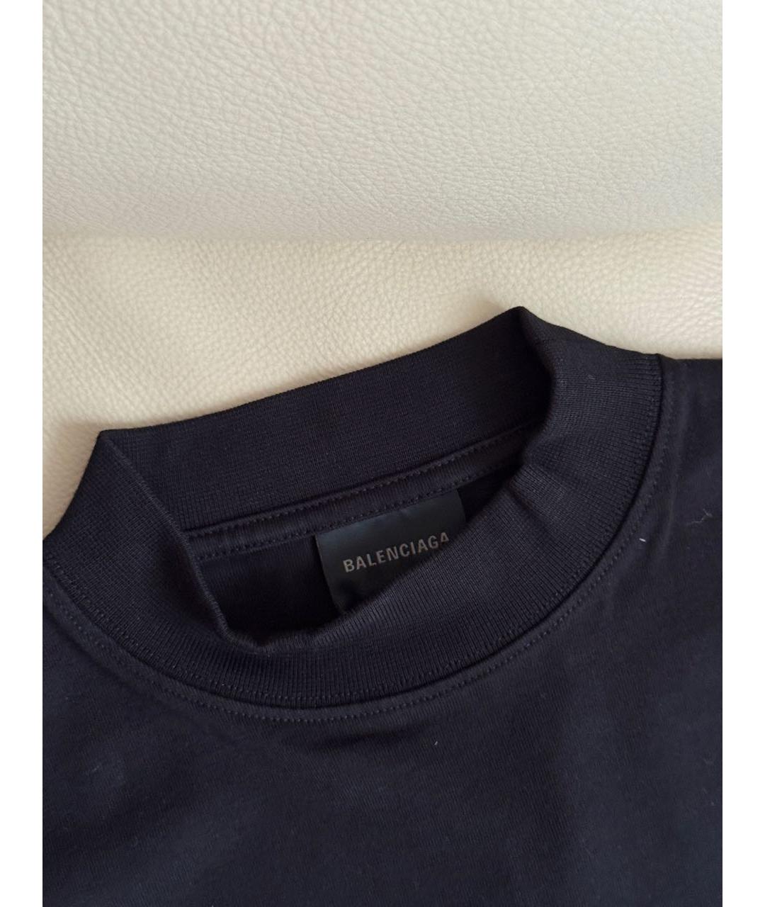BALENCIAGA Черная хлопковая футболка, фото 5