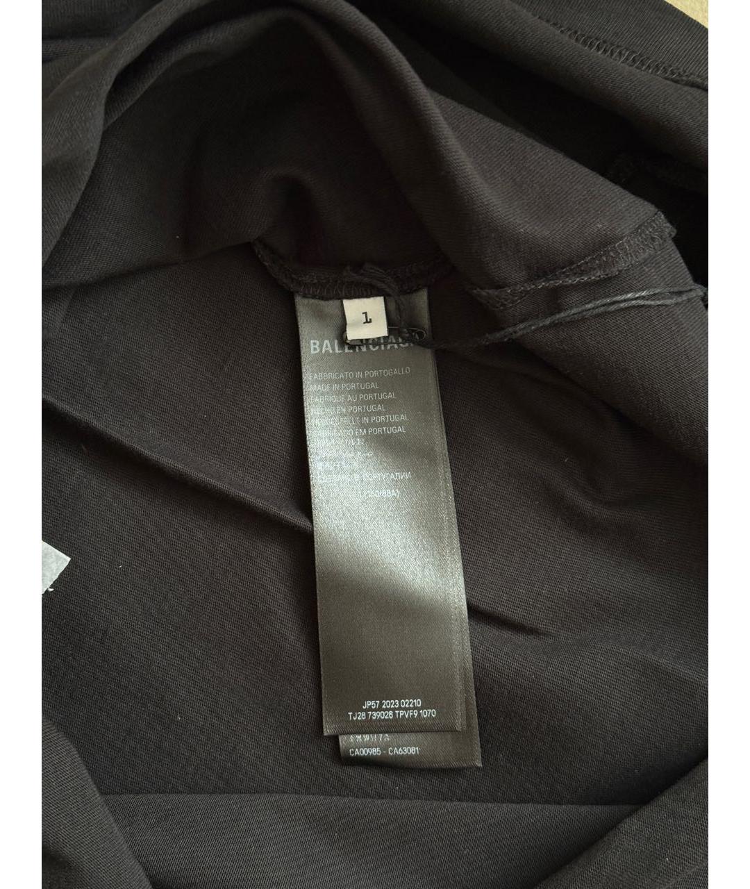 BALENCIAGA Черная хлопковая футболка, фото 6