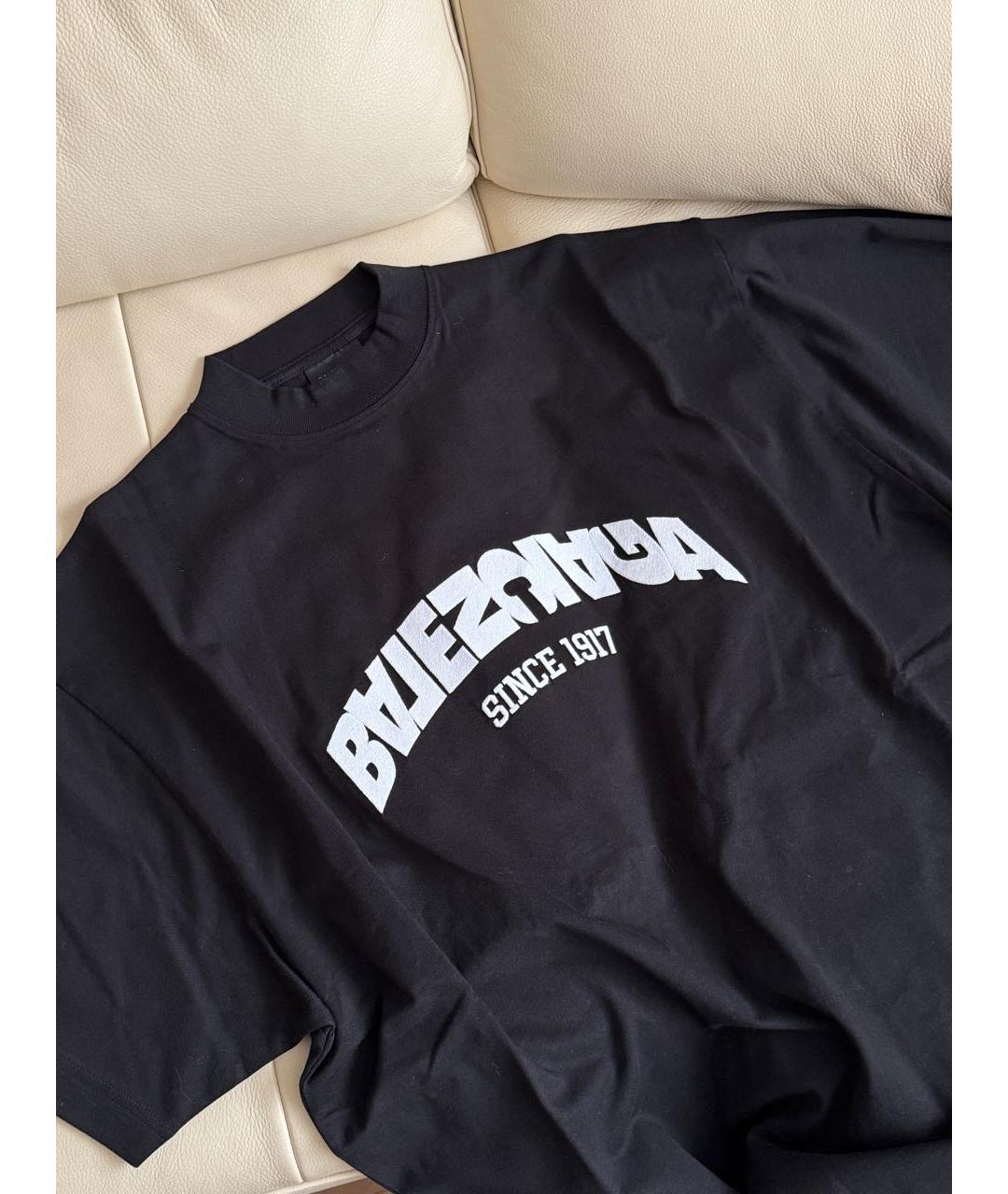 BALENCIAGA Черная хлопковая футболка, фото 3