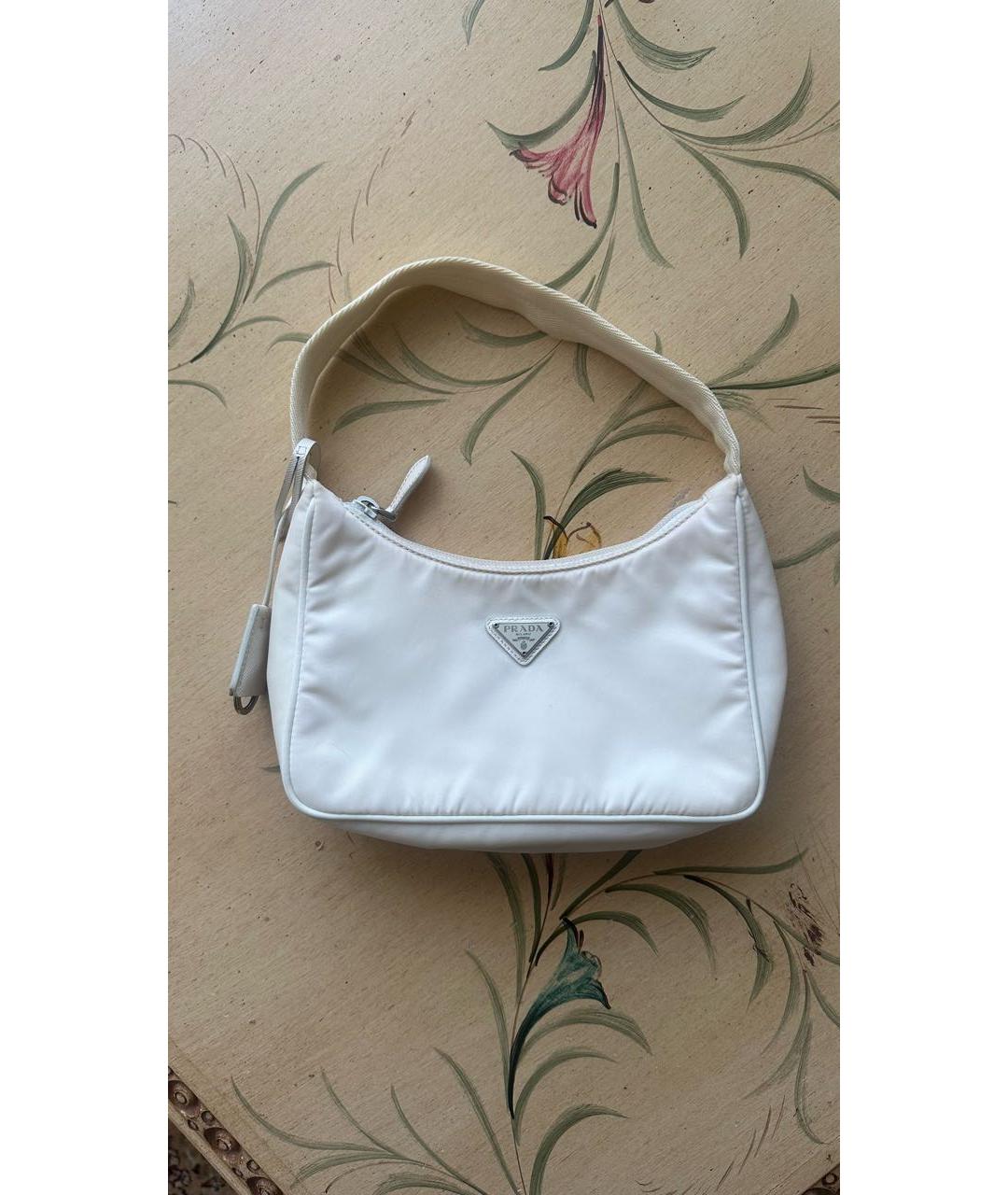 PRADA Белая тканевая сумка с короткими ручками, фото 6