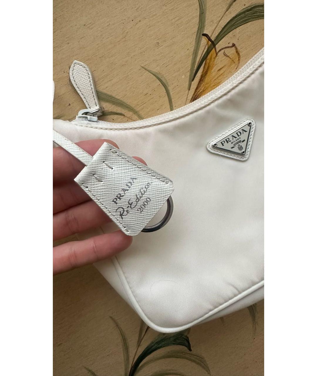 PRADA Белая тканевая сумка с короткими ручками, фото 2