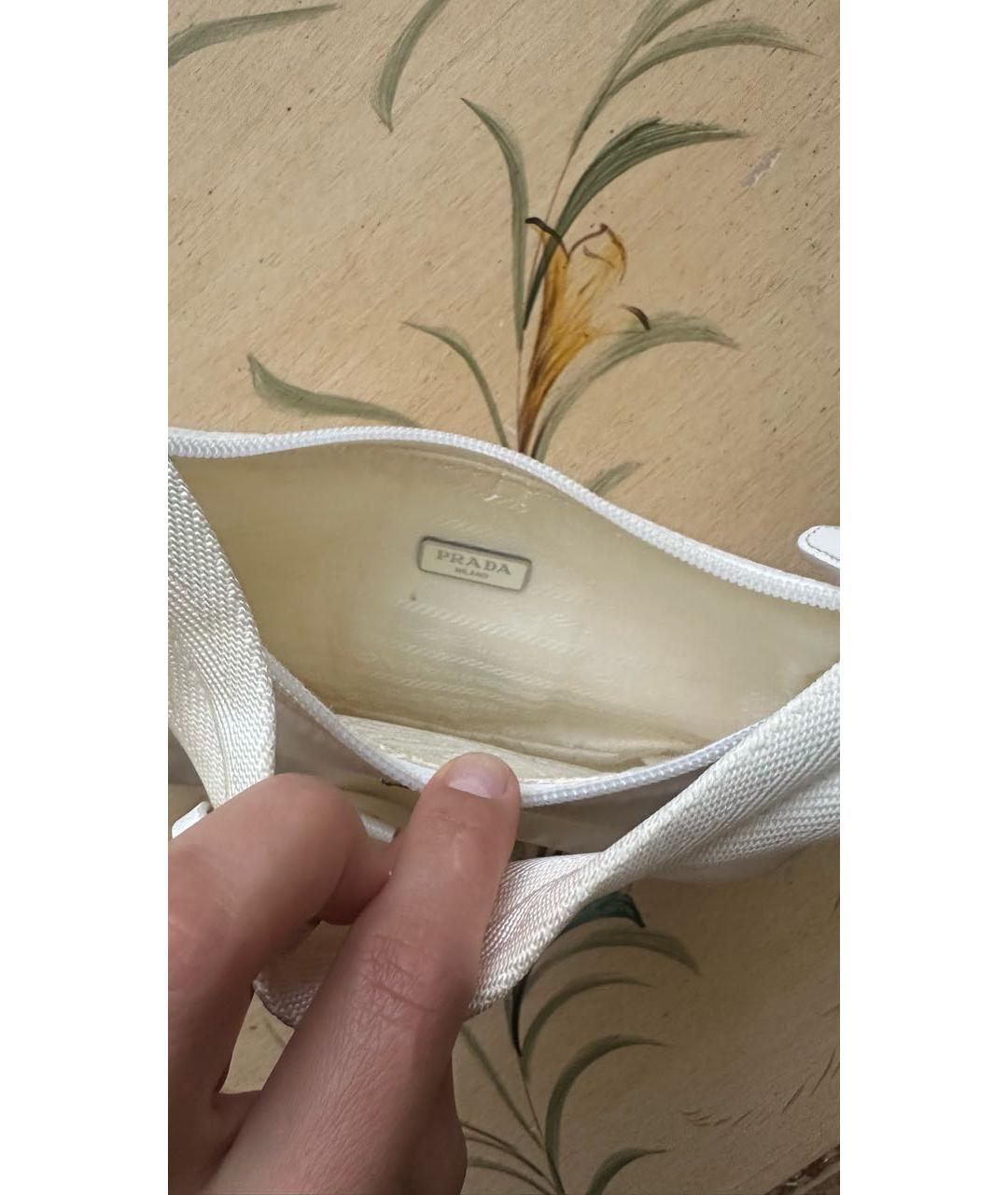 PRADA Белая тканевая сумка с короткими ручками, фото 5
