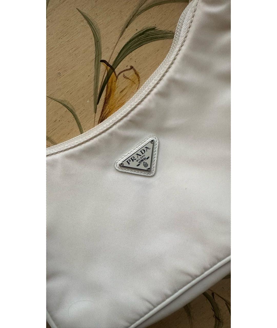 PRADA Белая тканевая сумка с короткими ручками, фото 3