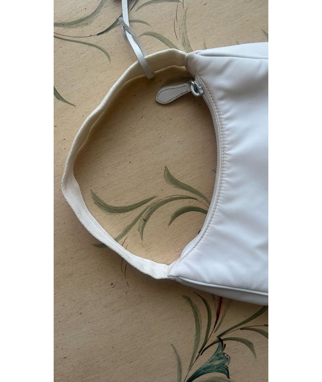 PRADA Белая тканевая сумка с короткими ручками, фото 4