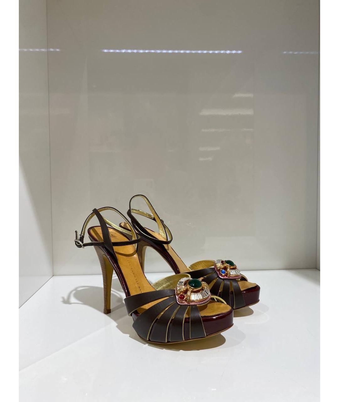 GIUSEPPE ZANOTTI DESIGN Черные кожаные босоножки, фото 2