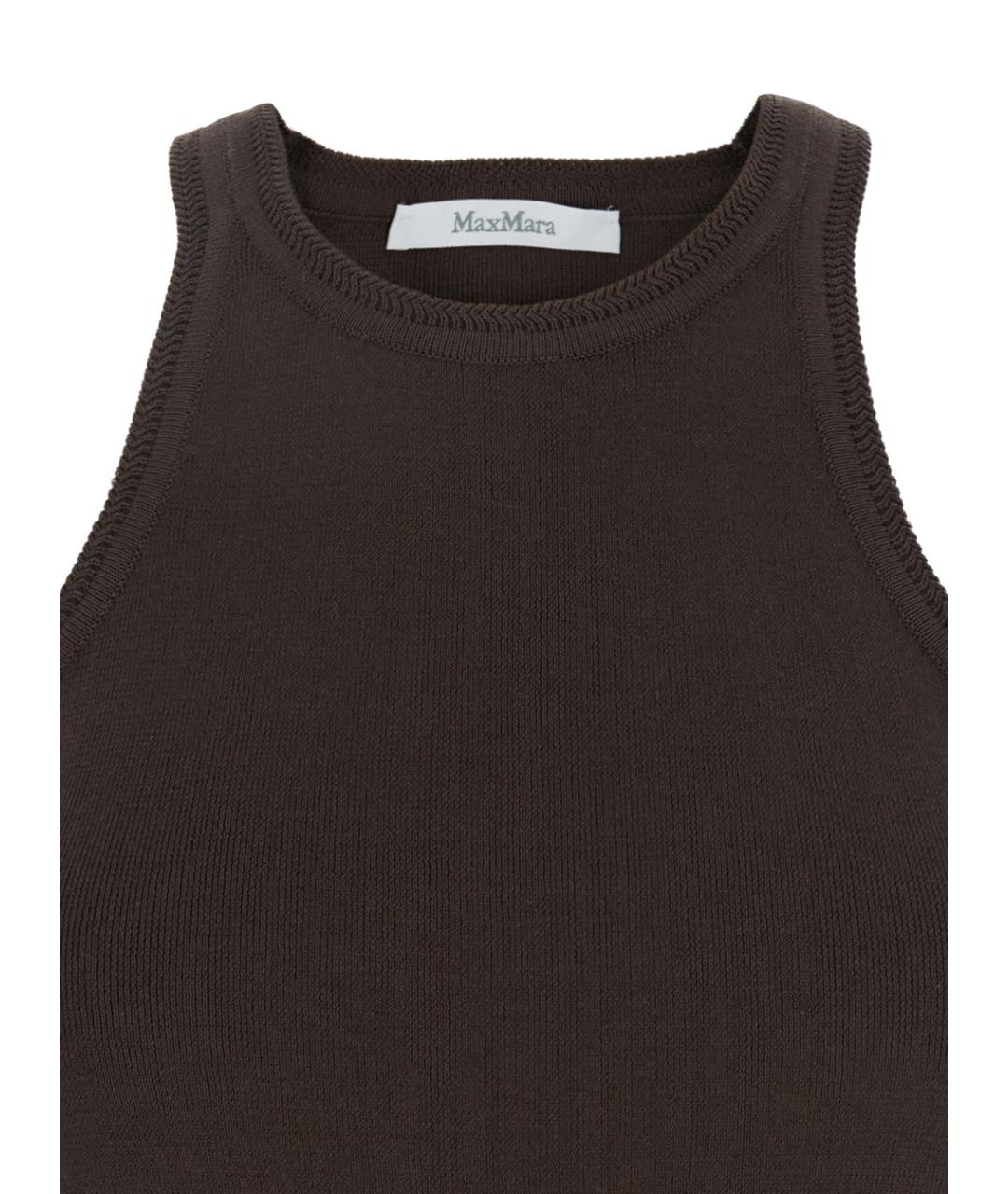 MAX MARA Коричневая хлопковая майка, фото 3
