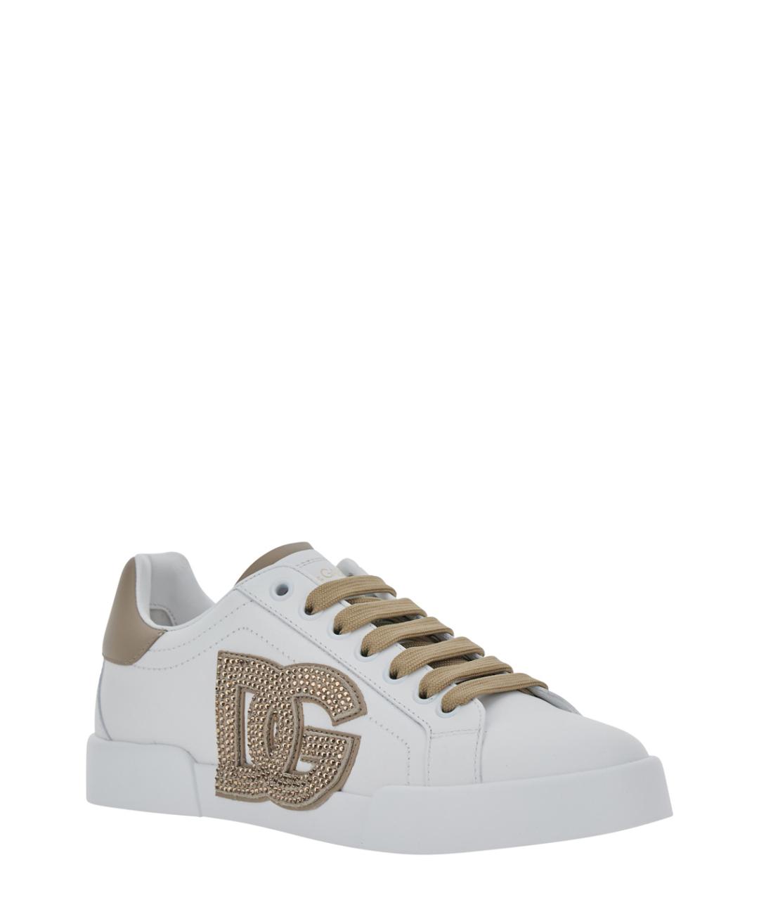 DOLCE&GABBANA Белые кожаные кроссовки, фото 2