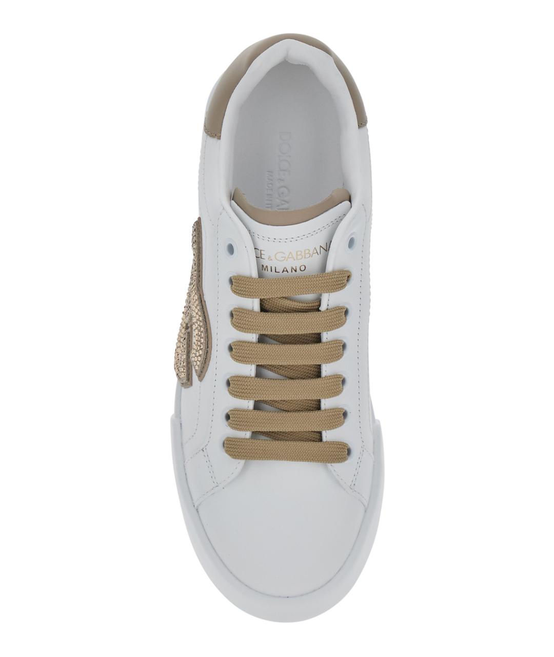 DOLCE&GABBANA Белые кожаные кроссовки, фото 4