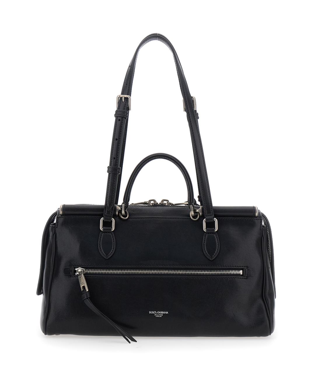 DOLCE&GABBANA Черная кожаная сумка с короткими ручками, фото 2