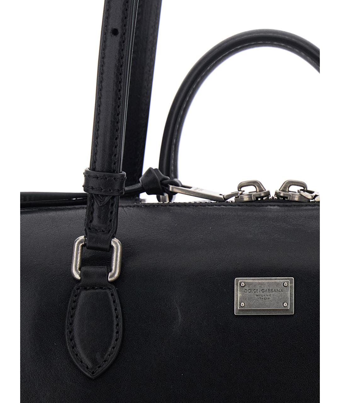 DOLCE&GABBANA Черная кожаная сумка с короткими ручками, фото 3