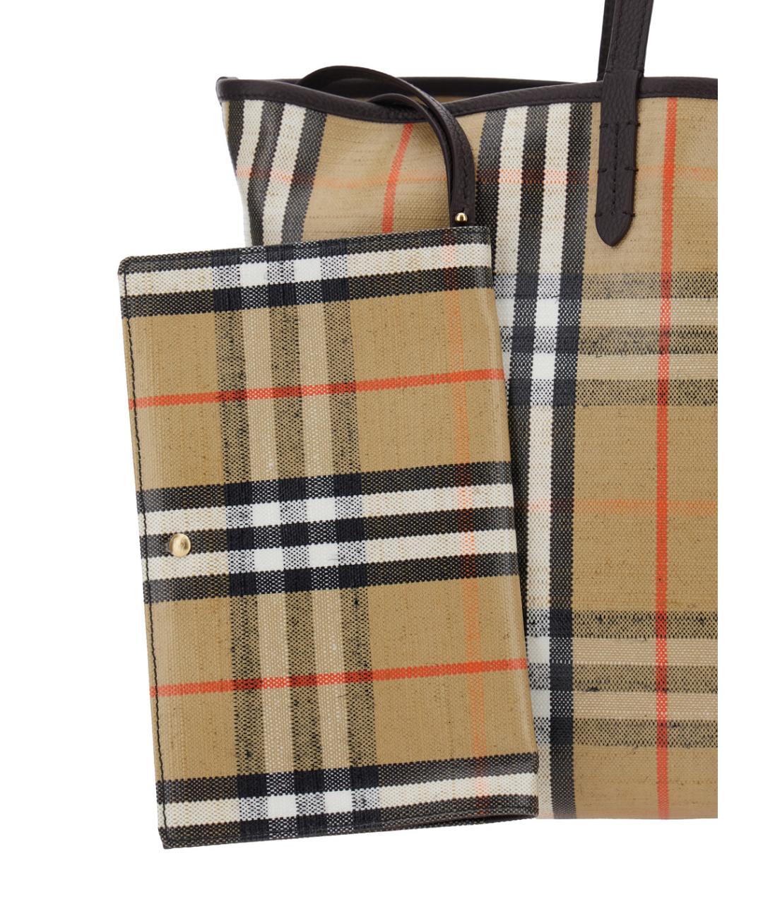 BURBERRY Бежевая хлопковая сумка тоут, фото 3