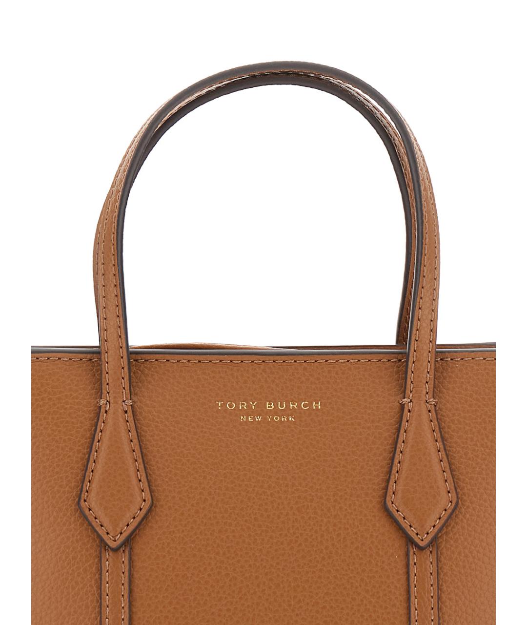 TORY BURCH Коричневая кожаная сумка с короткими ручками, фото 3