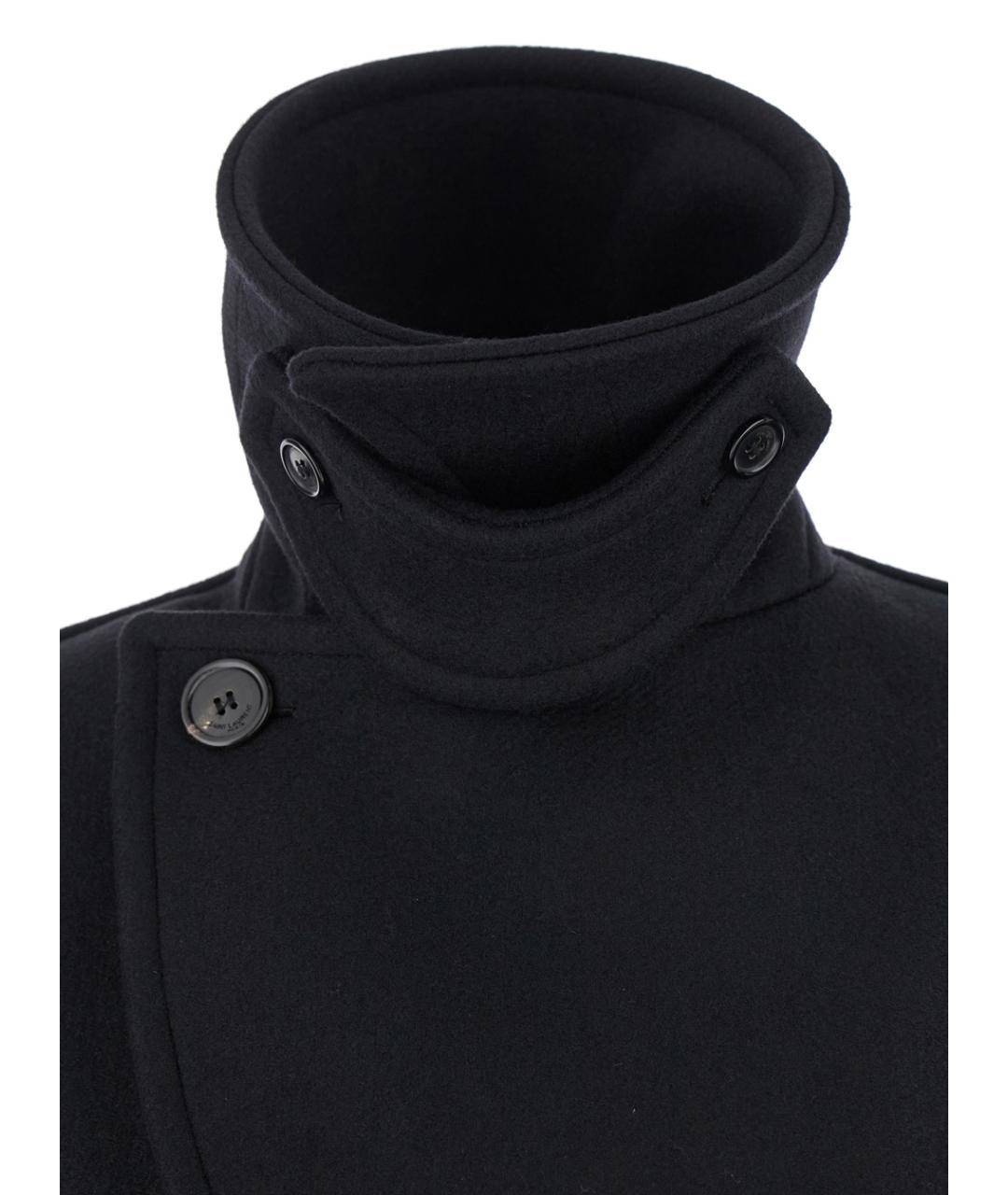 SAINT LAURENT Черное шерстяное пальто, фото 3