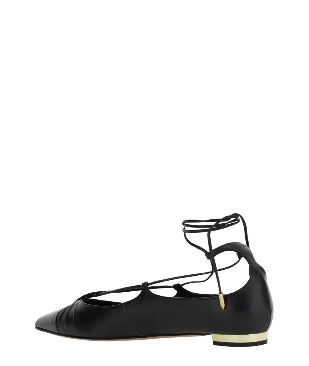 AQUAZZURA Черные кожаные балетки, фото 3