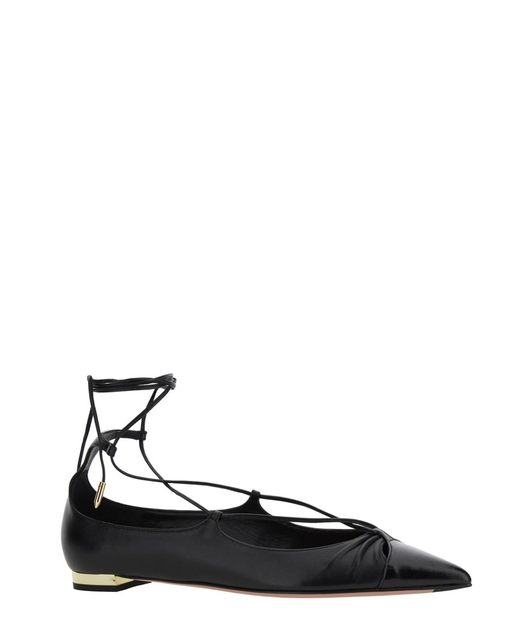 AQUAZZURA Черные кожаные балетки, фото 2