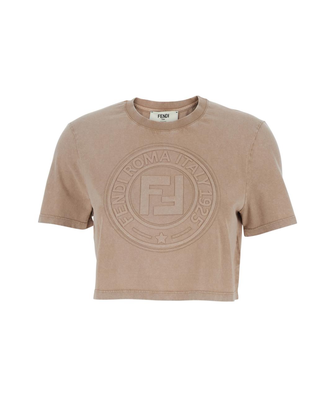 FENDI Бежевая хлопковая футболка, фото 1