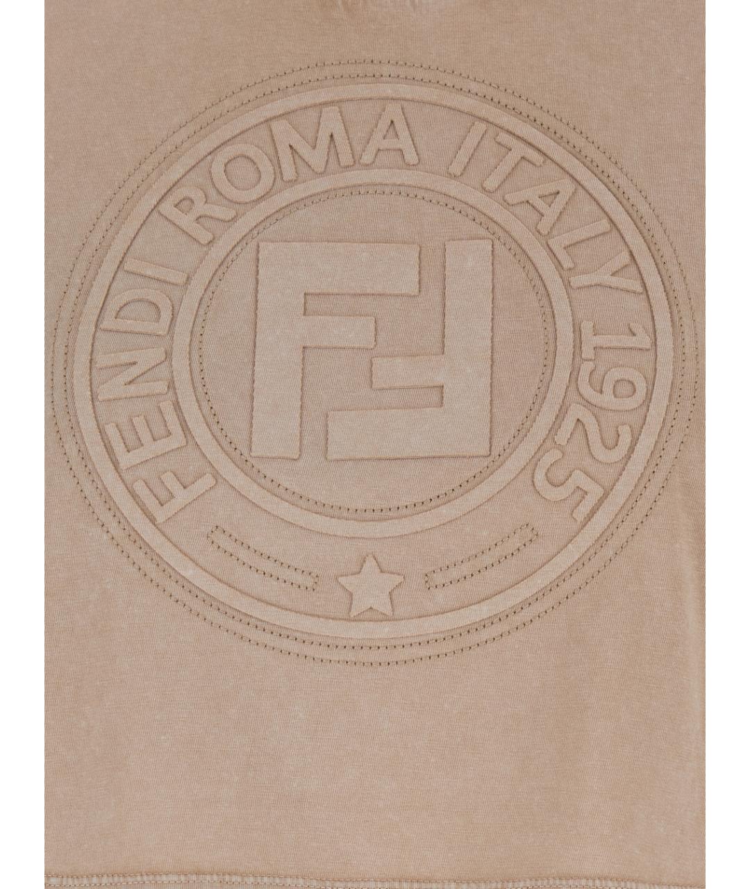 FENDI Бежевая хлопковая футболка, фото 3