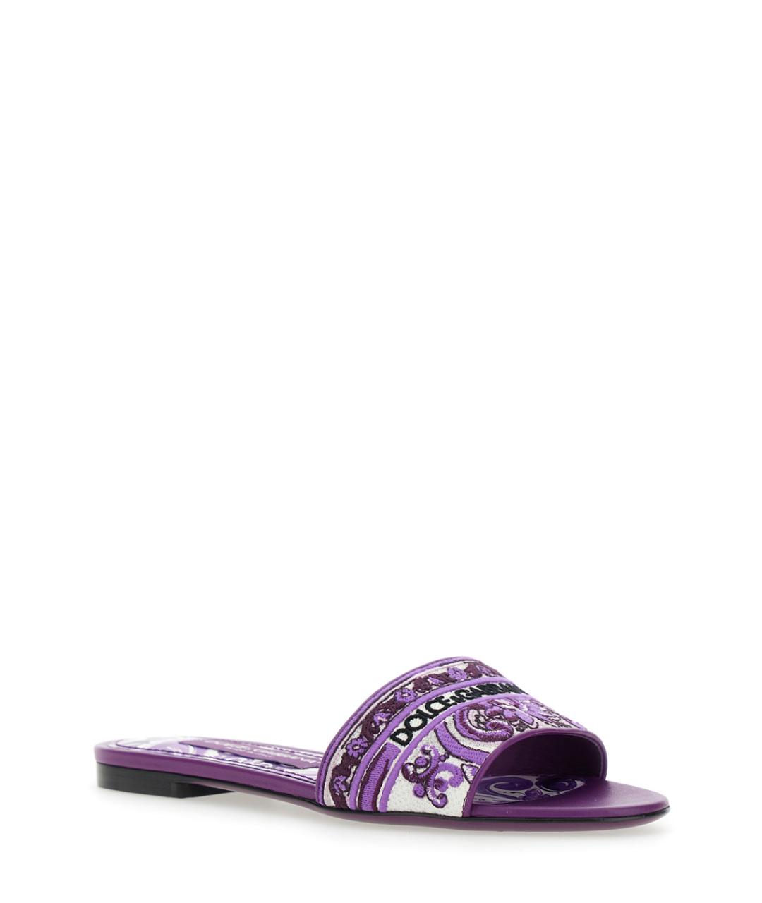 DOLCE&GABBANA Фиолетовые текстильные сандалии, фото 2