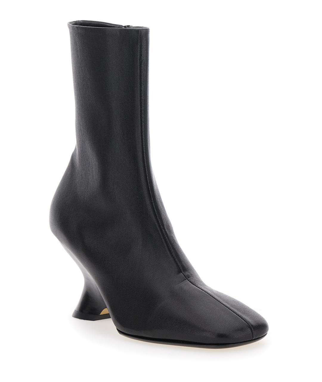 DRIES VAN NOTEN Черные кожаные ботильоны, фото 1