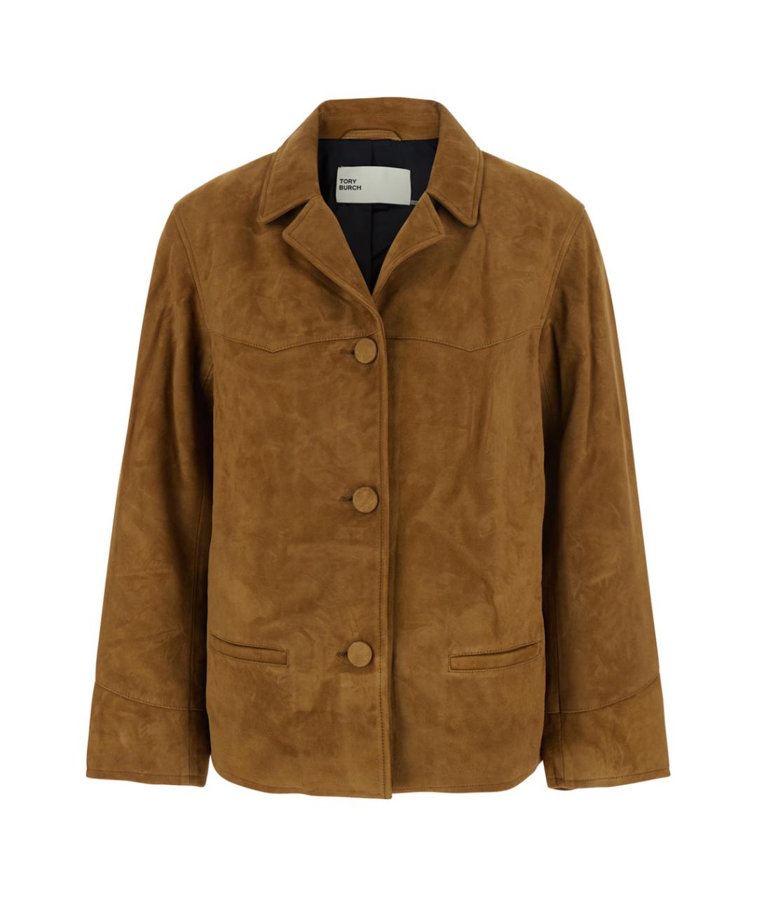 TORY BURCH Горчичная кожаная куртка, фото 1